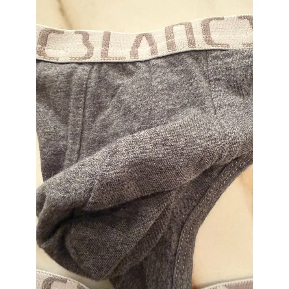 NEW Set Of 3 Blanc Menswear Cotton Classic G-String Thong Color Grey Size Medium